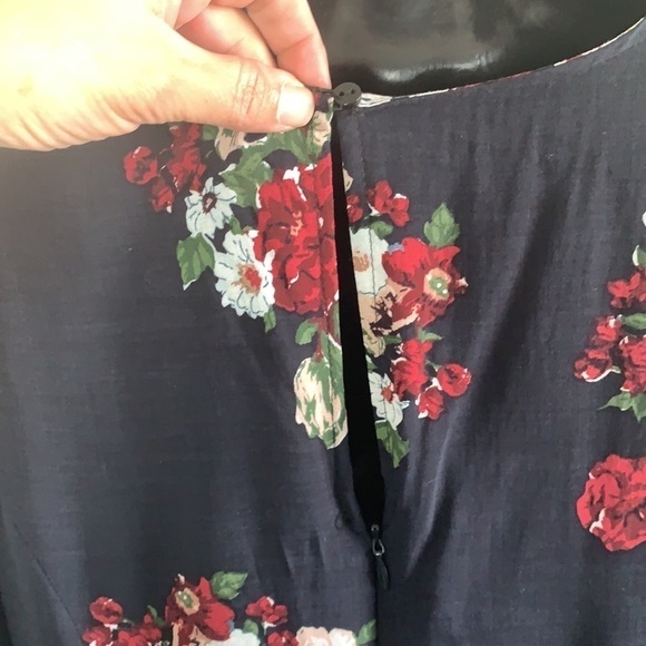 Zara Black Floral Tunic Tie Sleeves Shift Mini Dress Size M - Picture 8 of 11